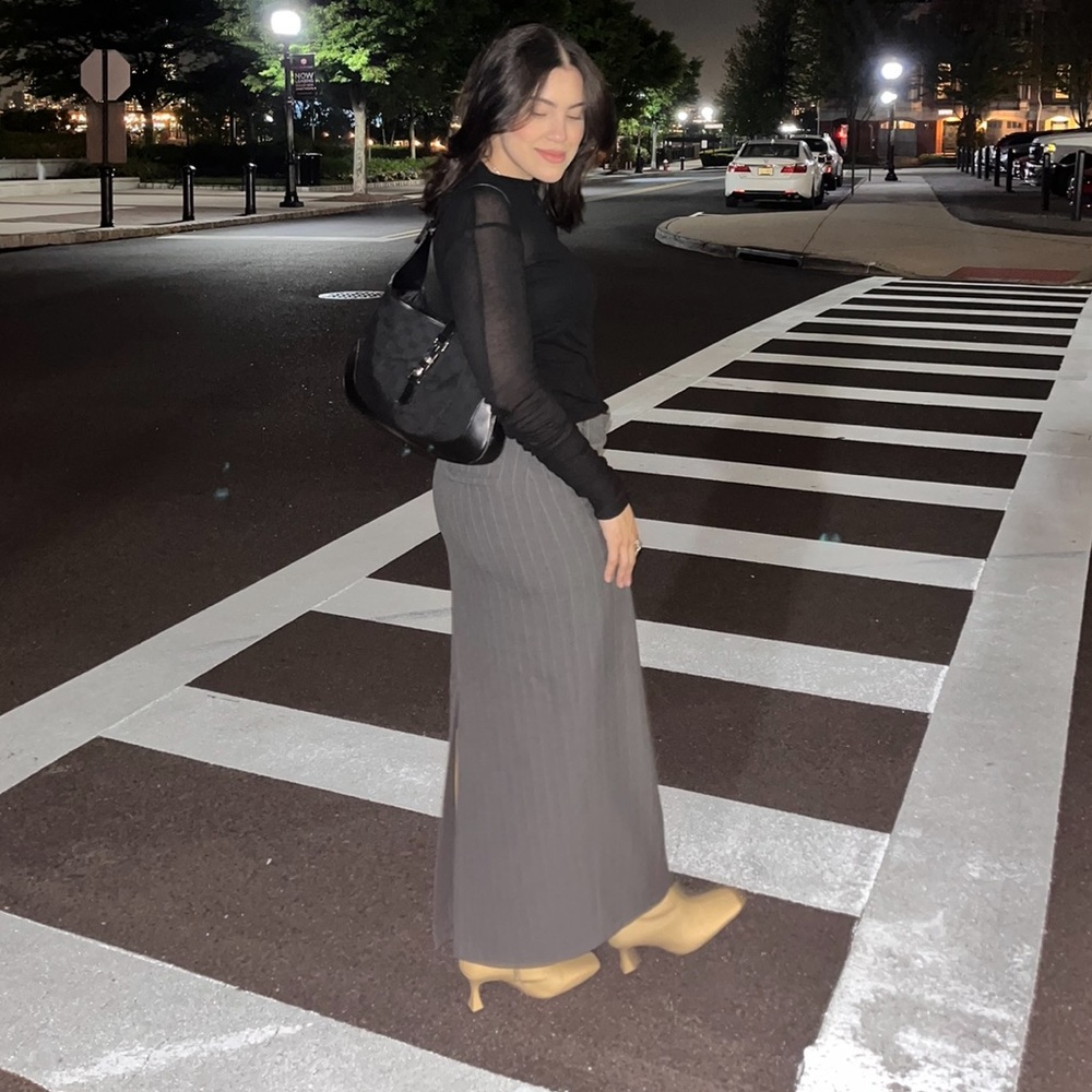 Zara PINSTRIPE MIDI SKIRT